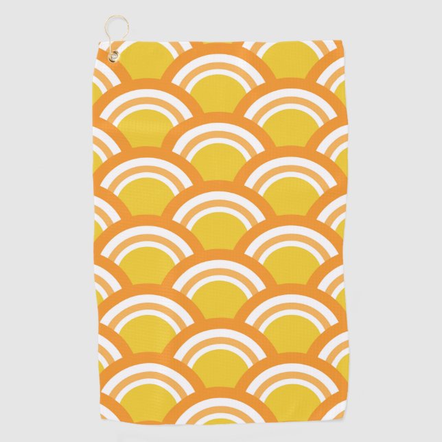 Serviette De Golf Japon Vague Seigaiha Motif Jaune Orange (Devant)