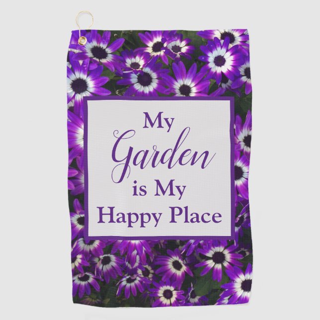 Serviette De Golf Jardin dans mon endroit heureux Fleur violet brill (Devant)