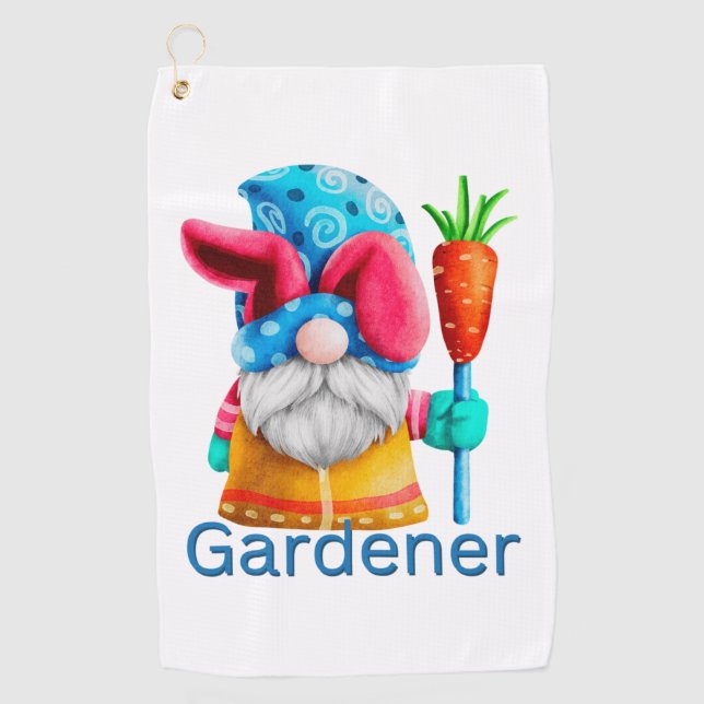 Serviette De Golf Jardin Gnome de Pâques avec carotte (Devant)