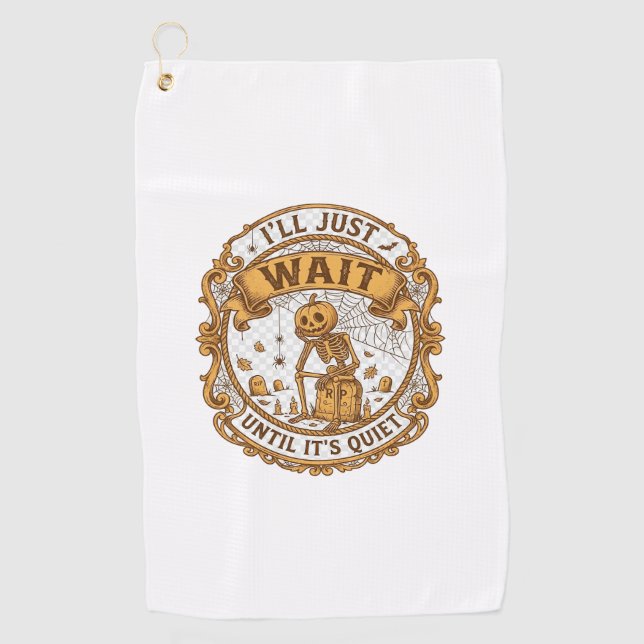 Serviette De Golf J'attendrai juste qu'il soit silencieux Citrouille (Devant)