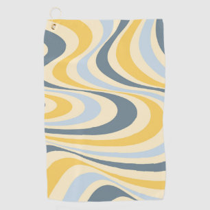 Serviette De Golf Jaune et bleu abstrait design tourbillon