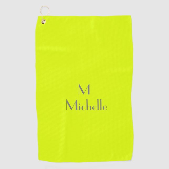 Serviette De Golf jaune fluorescent - ajouter un monogramme et une s (Devant)