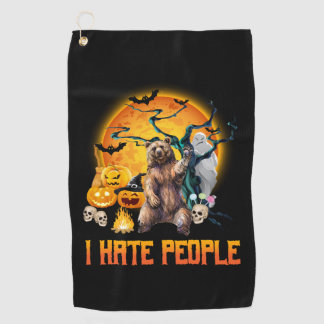 Serviette De Golf Je hais les gens halloween t-shirt cauchemar