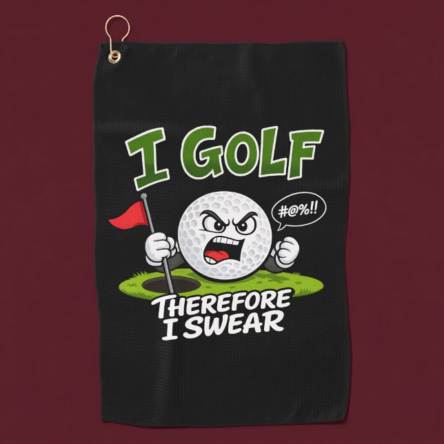 Serviette De Golf Je joue au golf, donc je jure. (Créateur téléchargé)