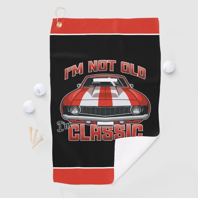 Serviette De Golf Je ne suis pas vieux Je suis classique - Retro Red (En situation)