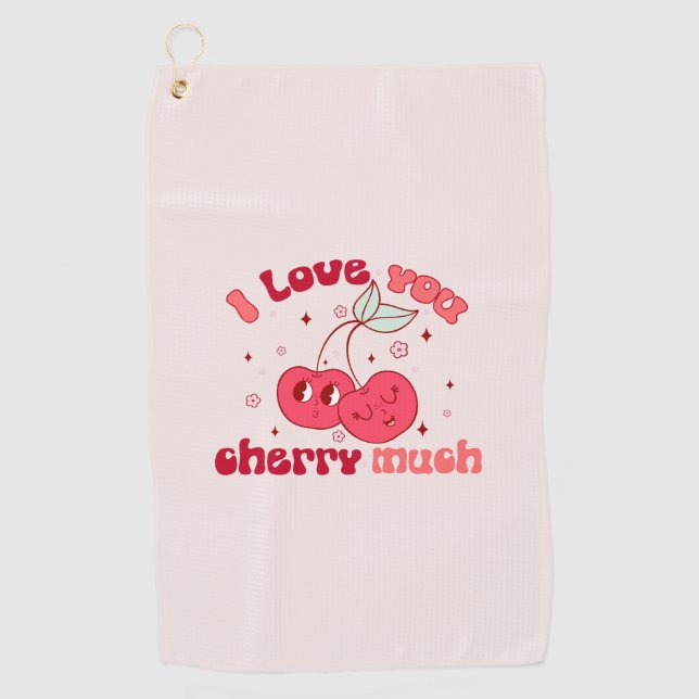 Serviette De Golf Je T'Aime Beaucoup Cherry (Devant)