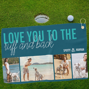 Serviette De Golf Je t'aime du Ruff et Retour 4 Photo Bleu Sarcelle