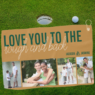 Serviette De Golf Je t'aime jusqu'au Rough et Retour 4 Photo Vert Or