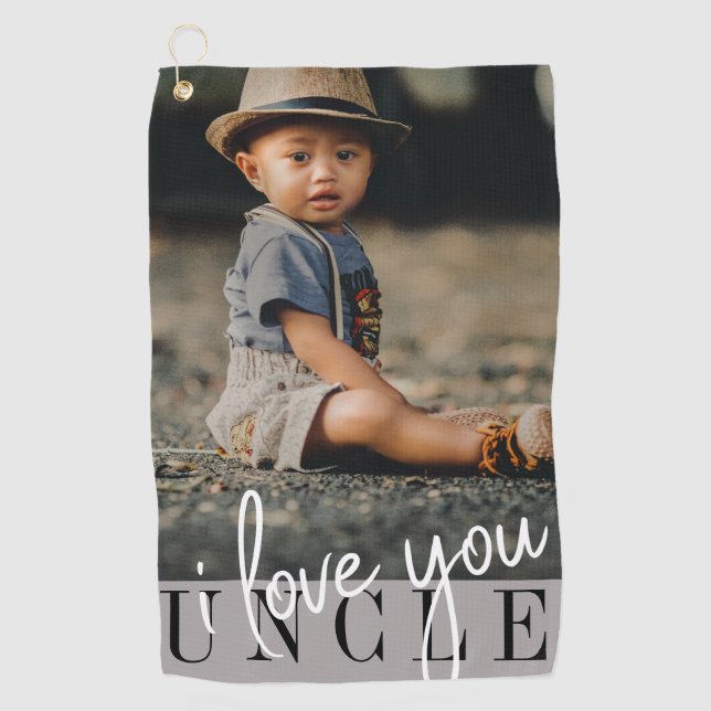 Serviette De Golf Je t'aime Oncle Photo personnalisée  (Devant)