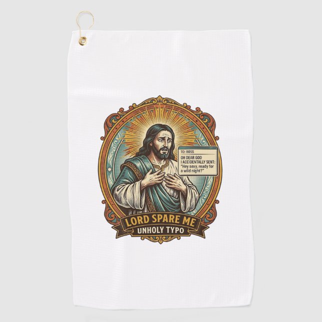 Serviette De Golf Jésus Mauvaise Message Autocorrect Patron Embarras (Devant)
