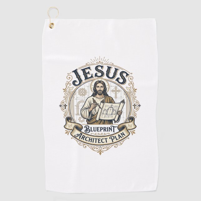 Serviette De Golf Jésus Plan Architecte Blueprint Jésus Plan Archite (Devant)