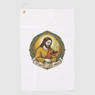 Serviette De Golf Jésus vaincu fumant du pain grillé brûlé petit-déj