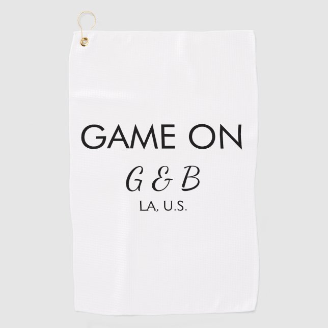 Serviette De Golf Jeu ajouter nom du couple mariage lieu ville g (Devant)