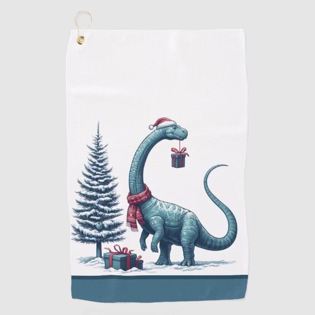 Serviette De Golf Joli Brontosaurus Christmas Golf Towne (Devant)