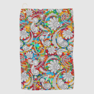 Serviette De Golf Joli cachemire blanc coloré vintage motif jigsa