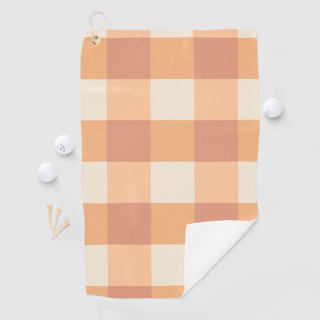 Serviette De Golf Joli Carrés Peach (En situation)