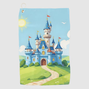 Serviette De Golf Joli château bleu et blanc