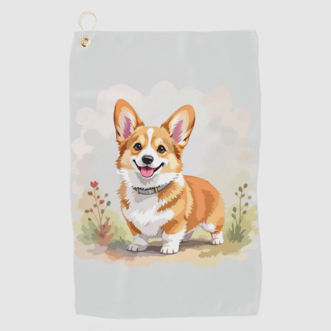 Serviette De Golf Joli chien Pembroke Welsh Corgi rouge (Devant)
