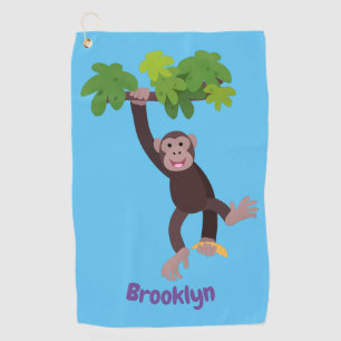 Serviette De Golf Joli chimpanzé dans la jungle suspendu dessin anim