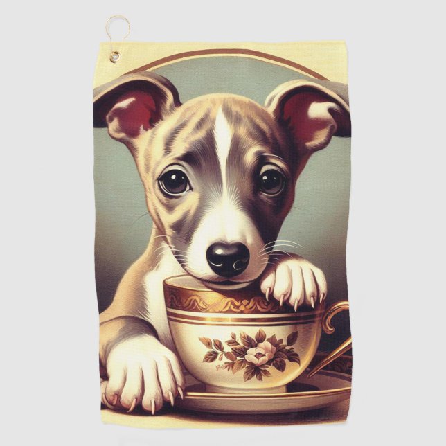 Serviette De Golf Joli chiot Whippet (Devant)
