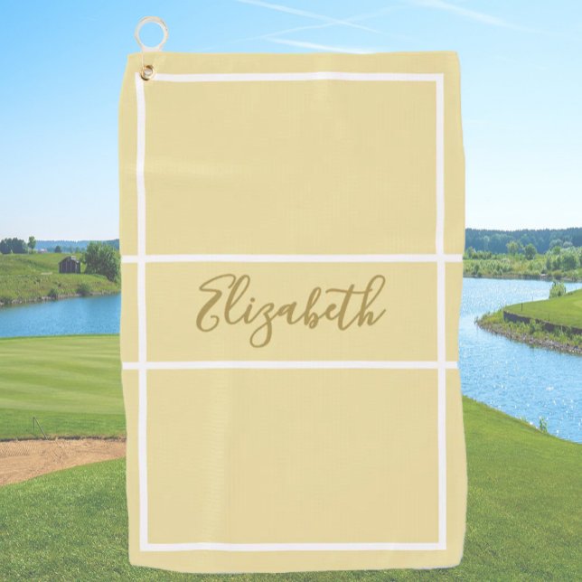 Serviette De Golf Joli jaune simple avec nom personnalisé dames (Créateur téléchargé)