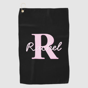Serviette De Golf Joli monogramme personnalisable   Rose clair et no