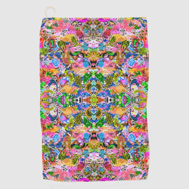 Serviette De Golf Joli papier de fleurs mélangé cachemire abstrait c (Devant)