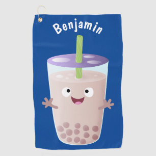 Serviette De Golf Joli personnage de dessin animé boba thé bulle