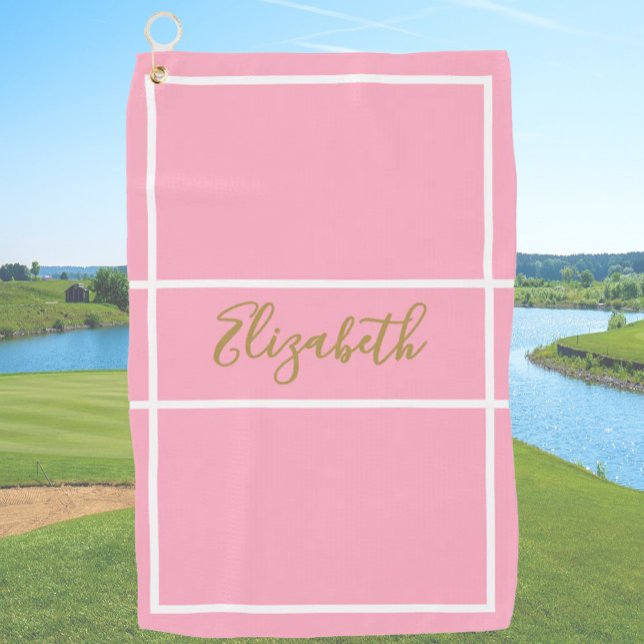 Serviette De Golf Joli rose simple avec nom personnalisé dames (Créateur téléchargé)