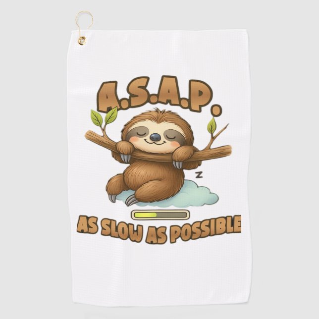 Serviette De Golf Joli Sloth ASAP - Aussi Lent Que Possible T-Sh Cla (Devant)