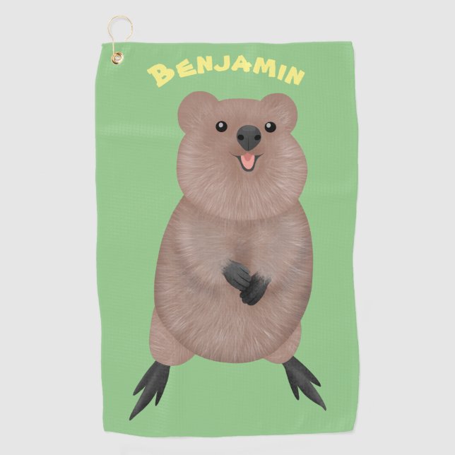 Serviette De Golf Joli sourire mignon dessin animé quokka (Devant)
