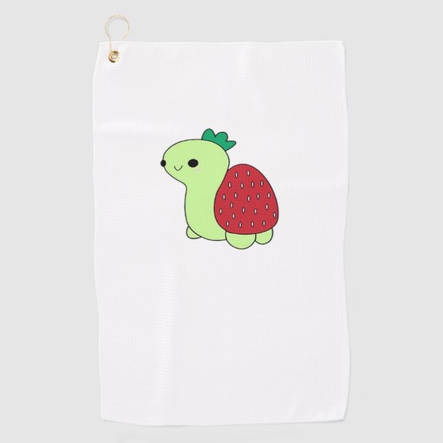 Serviette De Golf Joli tortue de fraise qui rougit vert T-Sh classiq (Devant)