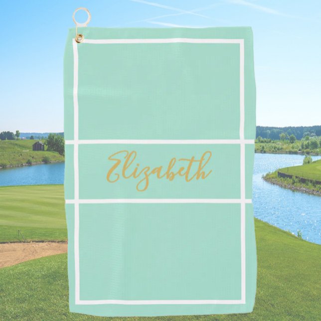 Serviette De Golf Joli vert menthe simple avec nom personnalisé dame (Créateur téléchargé)