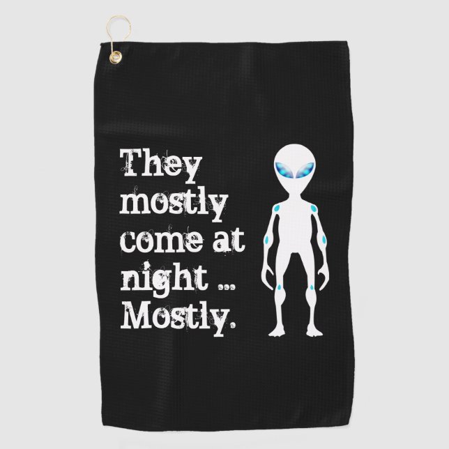 Serviette De Golf Jolie citation alien blanche noire (Devant)