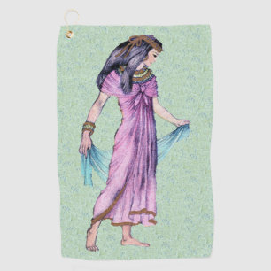 Serviette De Golf Jolie dame de l'ancienne Egypte Robe rose sur vert