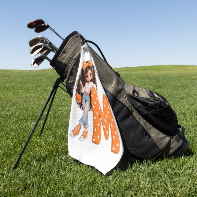 Serviette De Golf Jolie Fille avec Lettre M Plaid (Vert)
