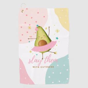 Serviette De Golf Jolie fille Kawaii Avocado Ballerina Les Jeter