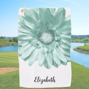 Serviette De Golf Jolie fleur marguerite verte nom personnalisé femm