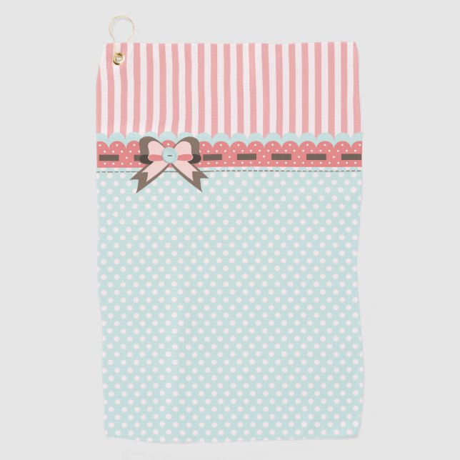 Serviette De Golf Jolie Ladys Coral et Blue Motif Golf Towne (Devant)