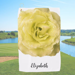 Serviette De Golf Jolie rose jaune fleur nom personnalisé femmes