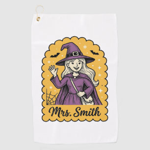 Serviette De Golf Jolie sorcière enseignante Mme Smith Halloween vin