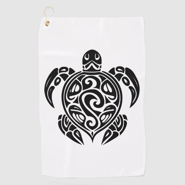 Serviette De Golf Jolie tortue de plongeur de tatouage (Devant)