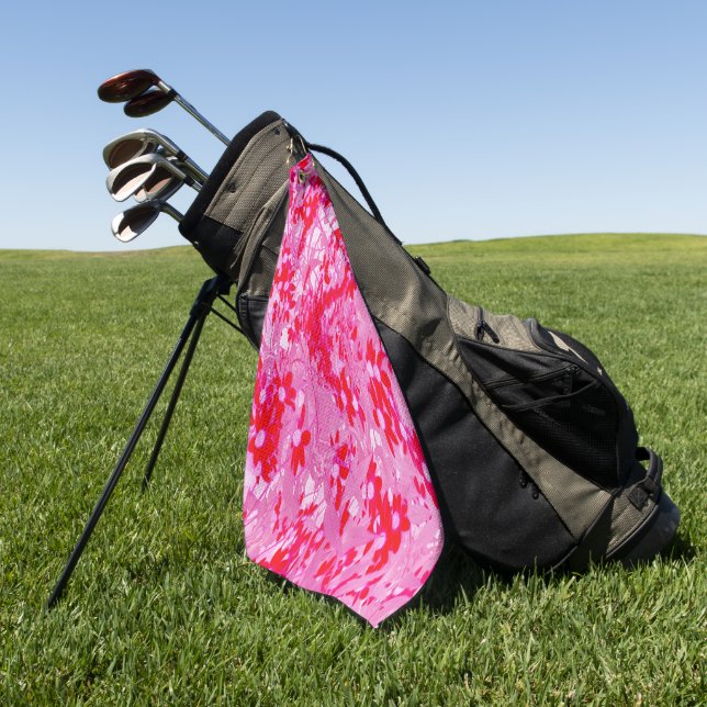 Serviette De Golf Jolies fleurs rouges (Vert)