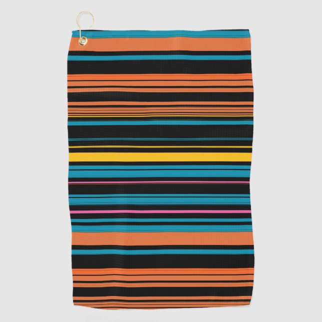 Serviette De Golf Jolies rayures noires bleues (Devant)