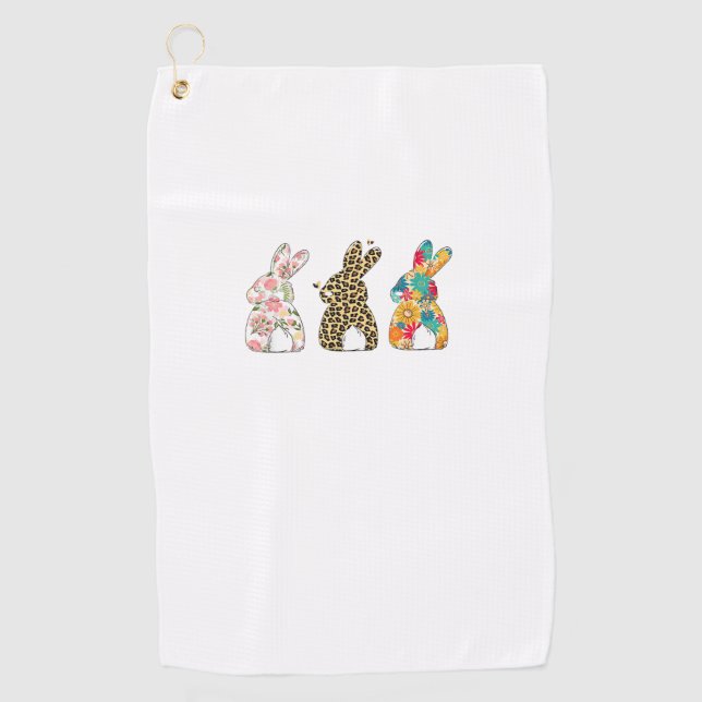 Serviette De Golf Jolis lapins de Pâques Léopard Bunny et Flower Bun (Devant)