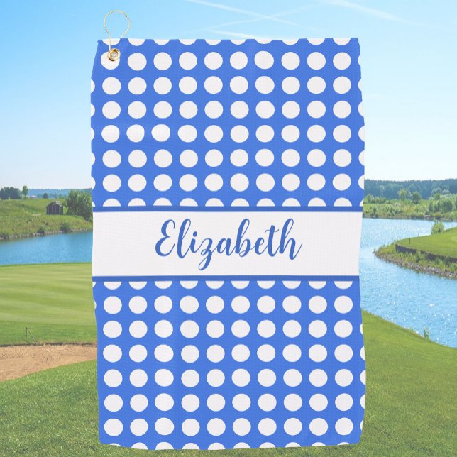 Serviette De Golf Jolis points bleus amusants nom personnalisé dames (Créateur téléchargé)