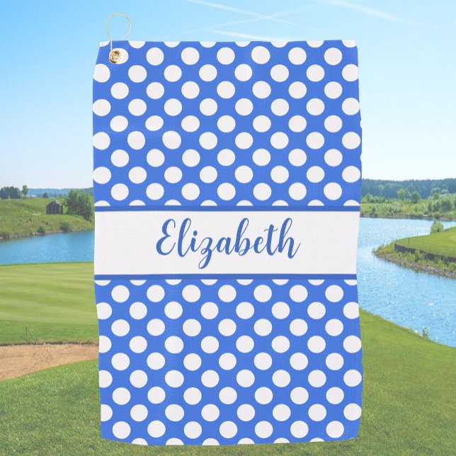 Serviette De Golf Jolis points bleus amusants nom personnalisé dames (Créateur téléchargé)
