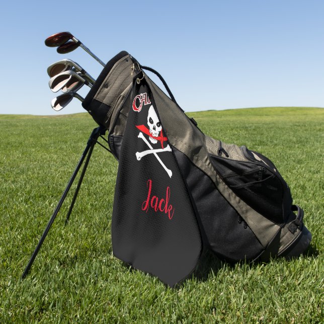 Serviette De Golf Jolly roger personnalisé (Cutlass) (Vert)
