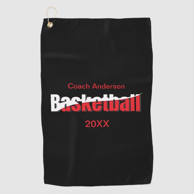 Serviette De Golf Joueur de basket-ball Swish Abstrait - Word Art (Devant)