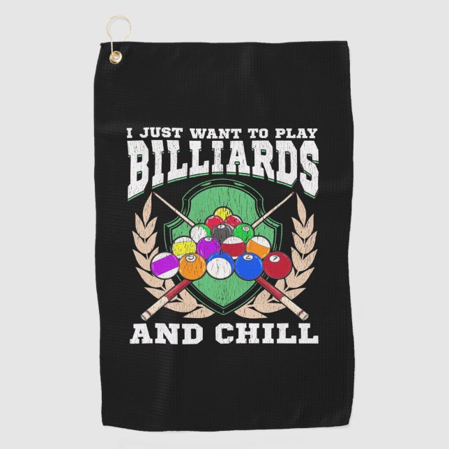Serviette De Golf Joueur de billard | Jouer Billard Et Chaleur (Devant)